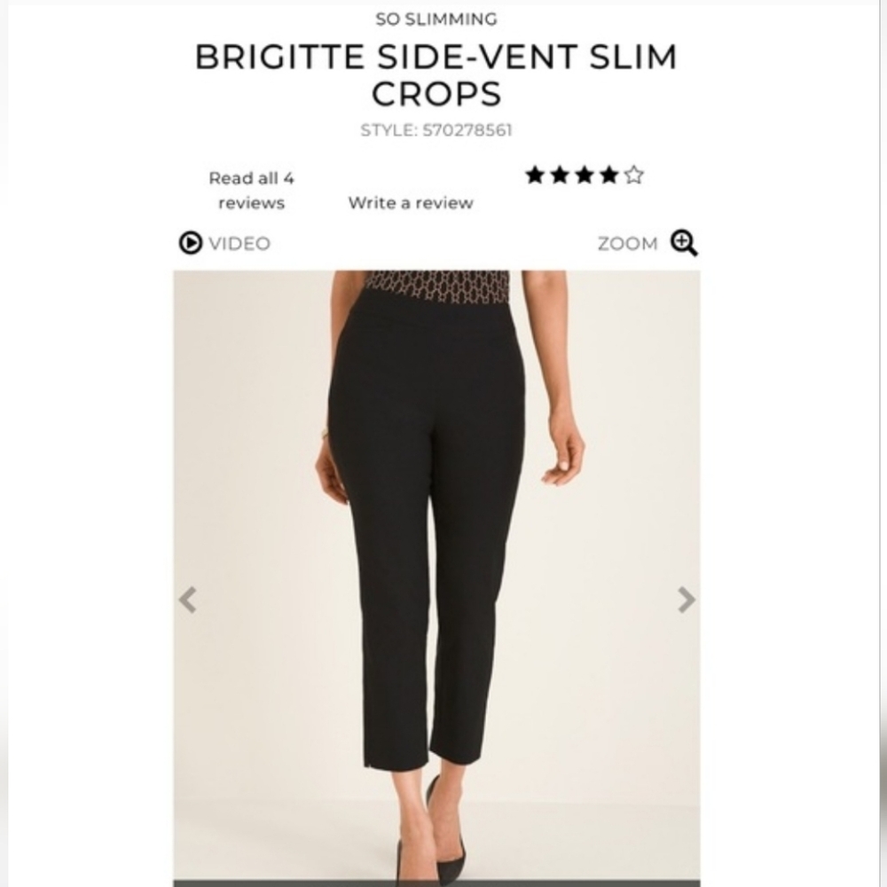 CHICOS SO SLIMMING BRIGITTE SIDE VENT BLACK CROP PANTS 0.5 - Picture 2 of 10